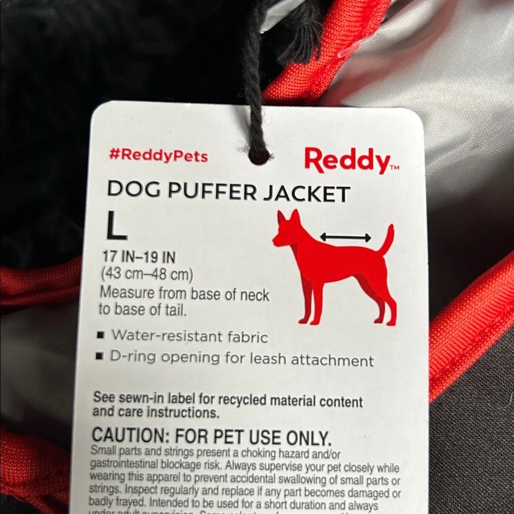 NWT Reddy quilted puffer dog jacket L
